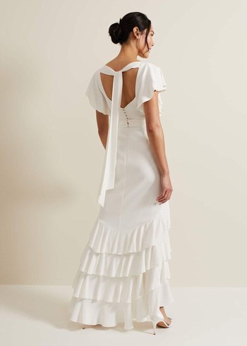 Phase Eight Ellery Frill Wedding Dress White Canada | DETWBJ-905